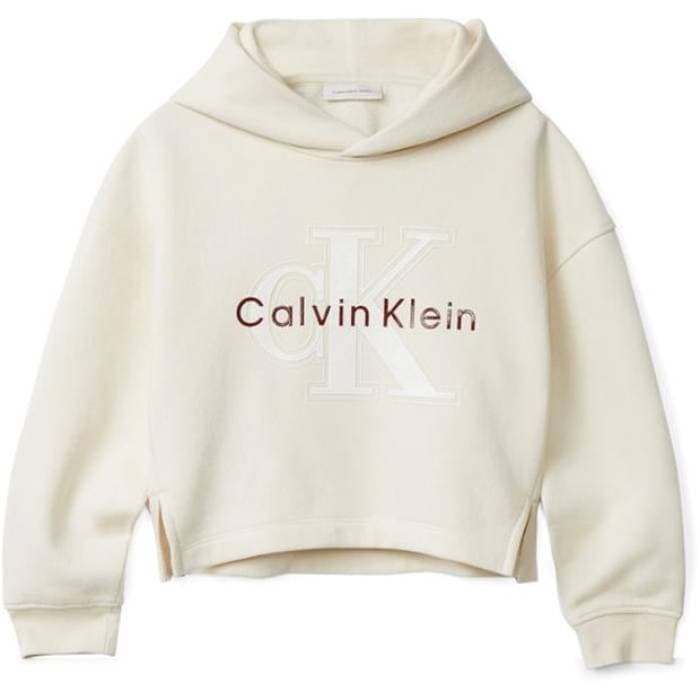 カルバンクライン ジーンズ Calvin Klein Jeans 【 Kids' Ckj Big Logo Hoodie Kids Whitecap Pgb 】 ロゴ フーディー パーカー ジュニア キッズ