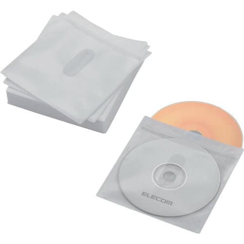 【メール便対応】エレコム（ELECOM）　CD・DVD不織布ケース　タイトルカード　60枚収納／両面　ホワイト　【品番：CCD-NIWB60WH】