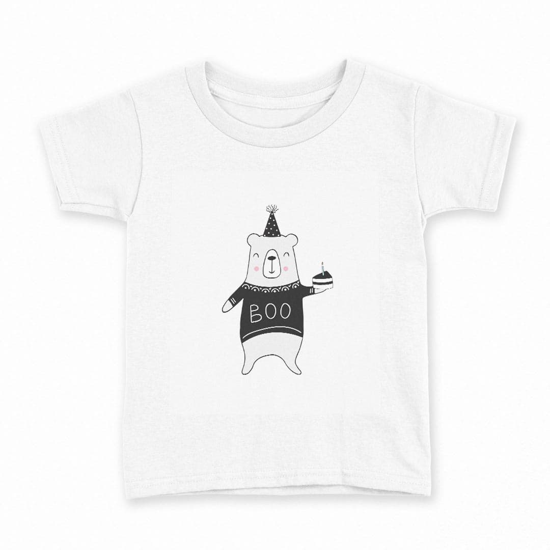 tシャツ キッズ 半袖 白地 デザイン 150 サイズ Tシャツ ティーシャツ T shirt 016050 くま　誕生日　かわいい