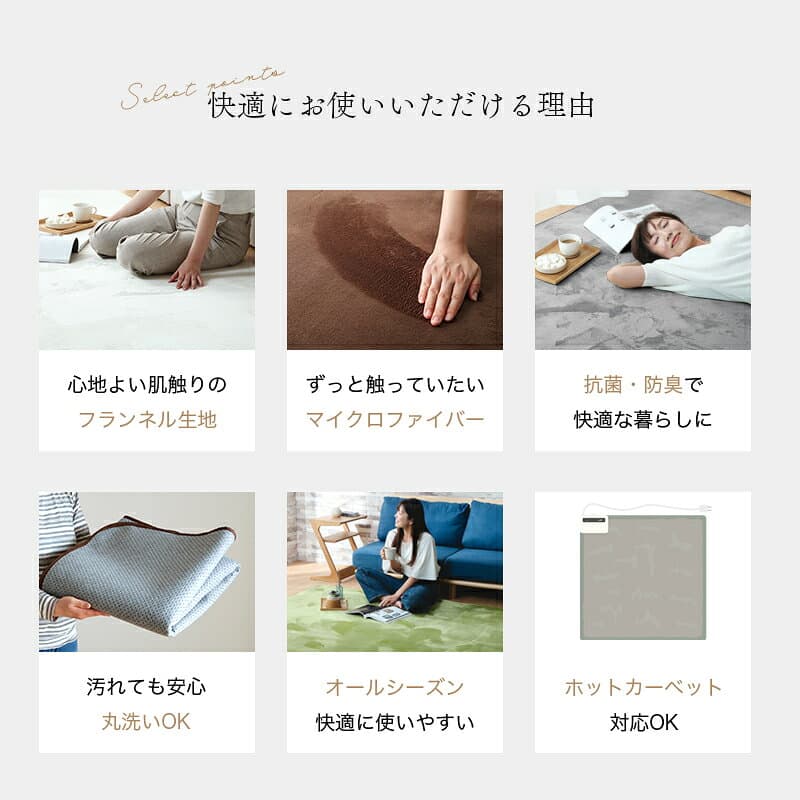 オータムクーポン 9日1:59まで★洗える マイクロファイバー ラグ 抗菌 防臭 130×185 185×185 200×250 200×300 ラグマット カーペット 絨毯 長方形 四角 正方形 オールシーズン 北欧 シンプル マット 滑り止め 無地 ホットカーペット対応 冬 床暖房対応 グレー thumbnail 2