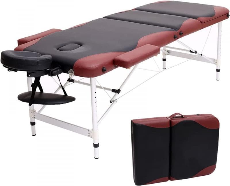 マッサージベッド エステベッド 折り畳み 式 ベッド，耐荷重性 800kgアルミニウム 製・有孔 軽量 マッサージ台 低反発 エステベッド 整体台 マッサージ ベッド ポータブル 施術ベッド (Color : Red)