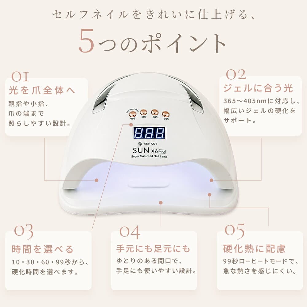 【マラソン限定クーポン!!】 ＼ネイリストYouTuberが監修／ ジェルネイル UVライト LED ネイルライト ジェル ライト セルフネイル ネイルシール 対応 ネイルレシピ付き セルフネイルに おすすめ ダイソー セリア 製品にも対応 uv led 60w レジンクラフト レジンアクセサリー thumbnail 3