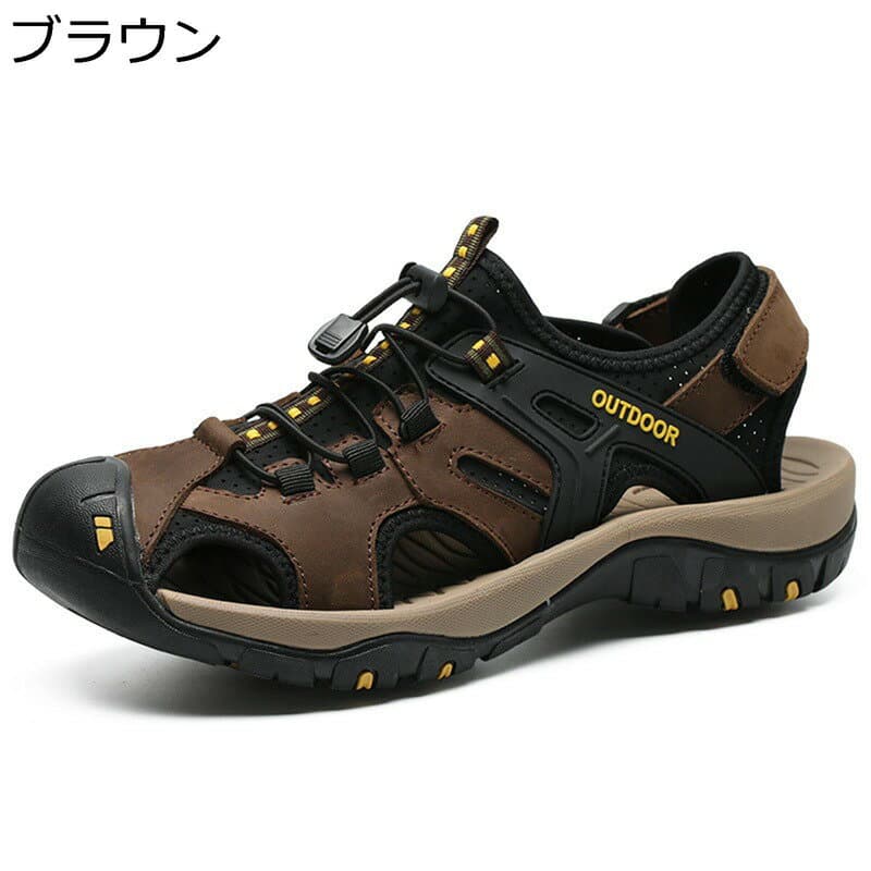 登山サンダル?レザー メンズ アウトドアサンダル?サンダル?本革 大きいサイズ スポサン 牛革 夏靴 排水?滑り止め スポーツサンダル?スニーカーサンダル 蒸れない?普段履き?トラベル
