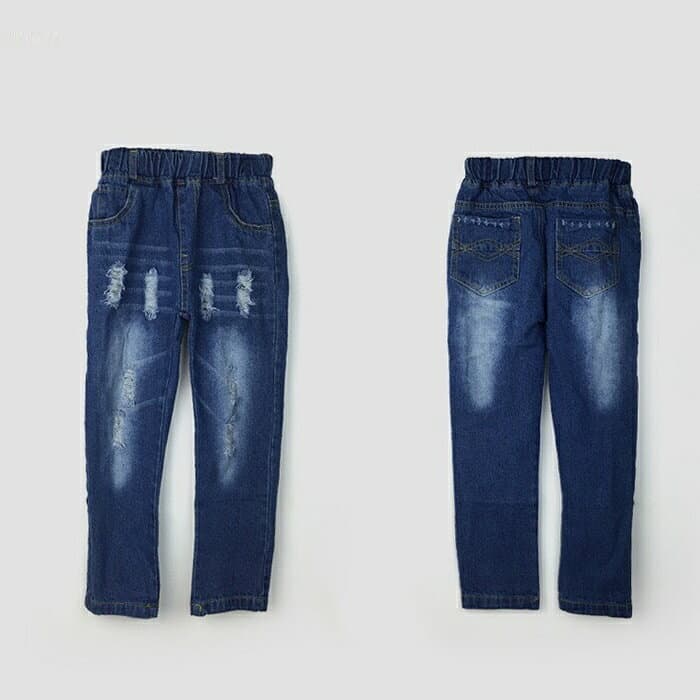 【セール期間中2280円→1980円】男の子 女の子 デニムパンツ ダメージデニム 長ズボン デニム ダメージジーンズ ロングパンツ gパン ジーパン カジュアル かっこいい おしゃれ 春 秋 冬【5（100)-15（150）】韓国子供服 子供服 韓国 子ども服 キッズ服 thumbnail 2