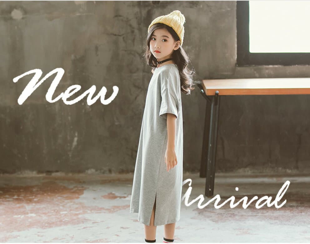 ワンピース 子供服 女の子 トレーナー ロングワンピース スウェット 半袖 キッズ服 韓国風子供服 カジュアル 110cm 120cm 130cm 140cm 150cm thumbnail 3