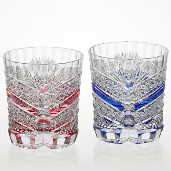 【39ショップ/3,980円以上で送料無料※沖縄除く】KAGAMI カガミクリスタル 江戸切子 ペアロックグラス＜菊籠目に魚子 紋＞【記念品　敬老の日　敬老　おじいちゃん　おばあちゃん　ギフト　プレゼント　スーパーセール】　[D:N]