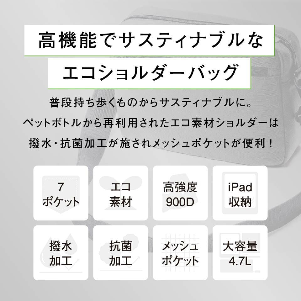 ＼楽天1位／ ショルダーバッグ メンズ 斜めがけ サコッシュ ボディバッグ メッセンジャーバッグ 軽量 コンパクト 小さめ 大容量 撥水 抗菌 洗える 斜め掛け カバン iPad収納 タブレット 30代 40代 50代 60代 旅行 シンプル おしゃれ 誕生日 ギフト プレゼント MURA thumbnail 2