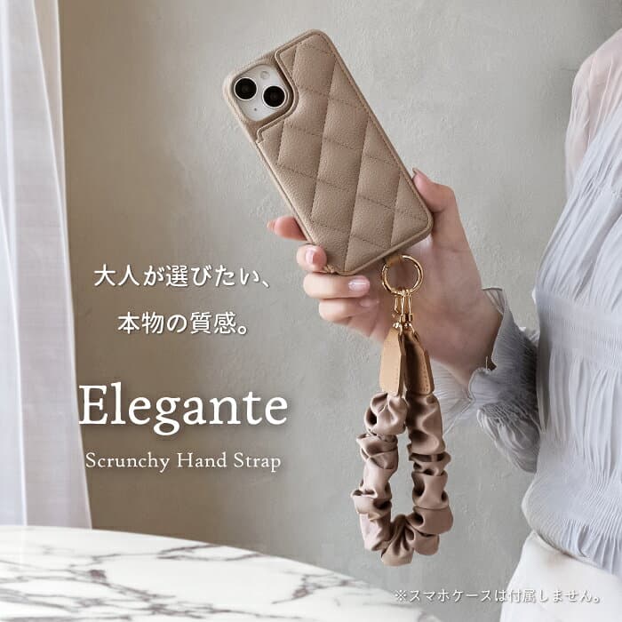 【本日限11%OFF_LINE配布】公式 Elegante シュシュ ハンドストラップ 韓国製 スマホ ストラップ 手首 ショートストラップ 携帯ストラップ 落下防止 紛失防止 軽い 軽量 スマホアクセサリー くしゅくしゅ おしゃれ かわいい 大人可愛い シンプル ストラップホルダー付き TJ thumbnail 2