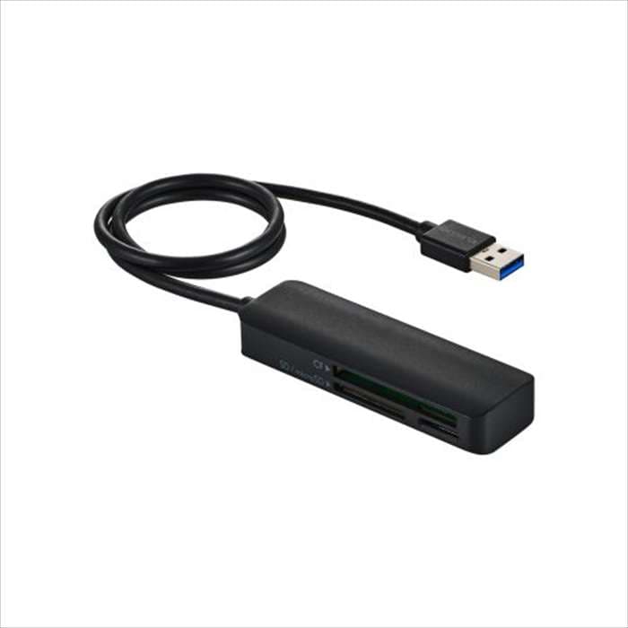 【代引不可】カードリーダー USB3.2(Gen1) 高速転送 SD microSD コンパクトフラッシュ 3スロット Windows11/Mac対応 ケーブル付き メモリカードリーダー ブラック エレコム MR3-C30BK
