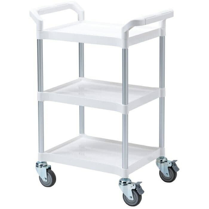 【代引不可】3段式カート 樹脂製ワゴン 工具 道具 移動 キャスター ホワイト サンワサプライ CART-FA3W