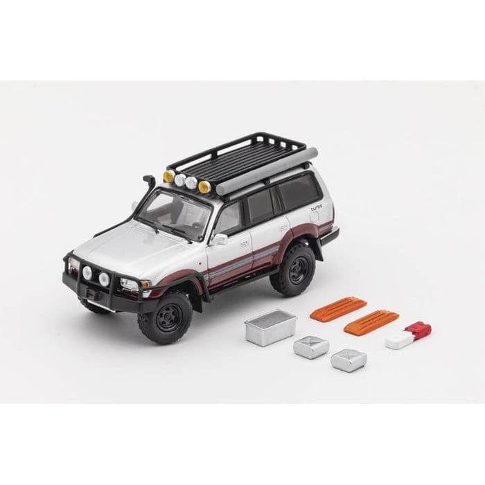 1/64 トヨタ ランドクルーザー LC80 - レトロフィットバージョン - LHD シルバー/マルーンレッド ホビージャパン KS014-384