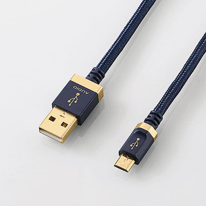 【代引不可】ハイレゾ音声伝送対応　USB AUDIOケーブル(USB A-micro B)　1.2m　ネイビー エレコム DH-AMB12