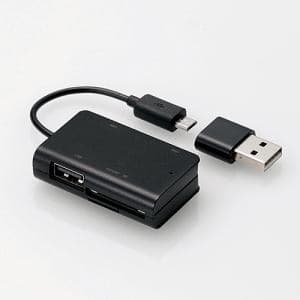 【納期約7〜10日】【お一人様1点まで】ELECOM エレコム MRS-MBH10BK スマホ・タブレット用メモリリーダライタ(USBポート付) ブラック MRSMBH10BK