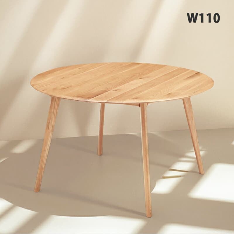 丸テーブル 110 円卓テーブル 丸 テーブル 円卓 ホワイトオーク 無垢 天然木 ウレタン塗装 ラウンドテーブル ダイニングテーブル ナチュラル モダン おしゃれ テーブルのみ テーブル単品 ダイニング 4人用 円形 高級感 木製 北欧 モダン