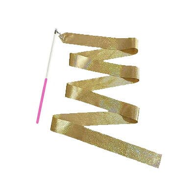 ダンスリボン 2m ラメ ゴールド ドットグリッター 2本 2m 持ち手 ピンク 【定形外郵便のみ送料無料】 2メートル 新体操リボンセット　体操専用子供の専用スポーツ用具