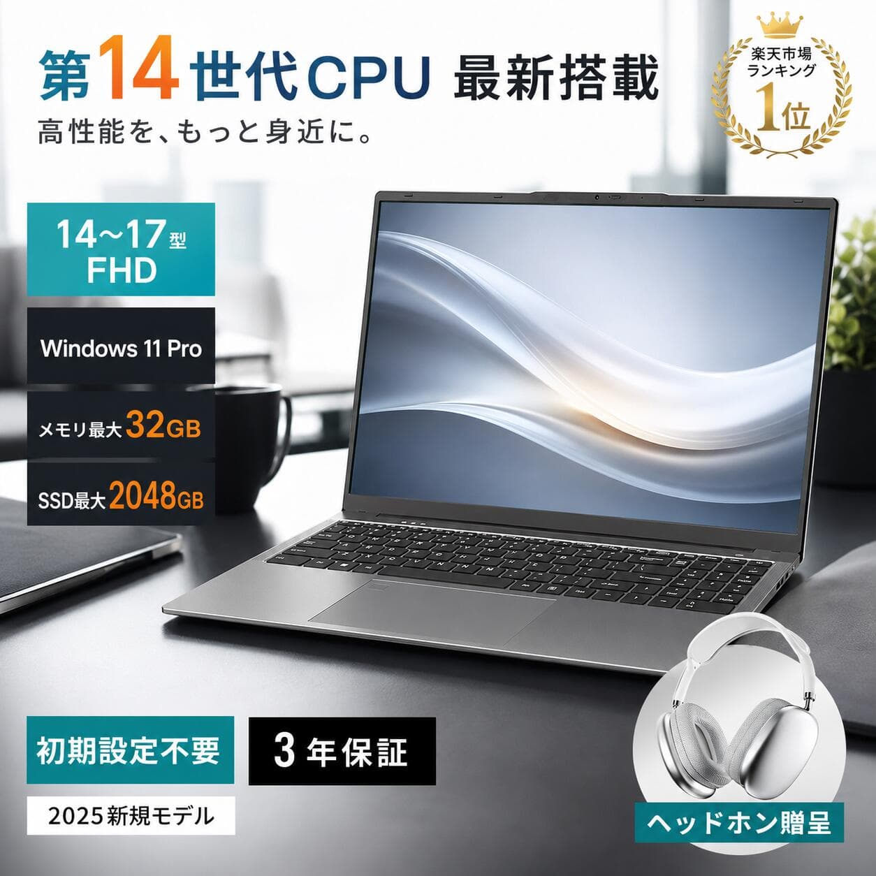 【楽天1位★3年保証】ノートパソコン 15.6インチ パソコン オフィス 第14世代クアッドコアCPU搭載 Windows11 初心者向け 初期設定済 office2019 第14世代CPU フルHD液晶 メモリ 32GB SSD 2TB 15.6インチワイド液晶 WEBカメラ 無線 Bluetooth ギフト 大容量