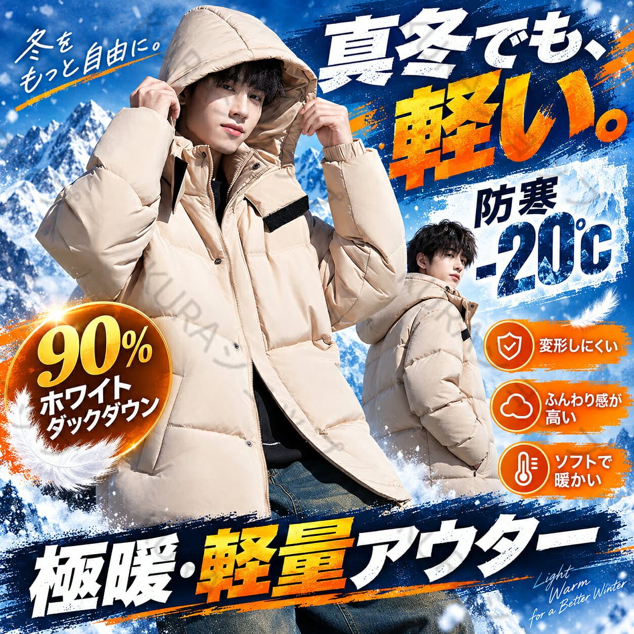 【直ぐ温まる！秋冬の支援】【楽天1位】 ダウンジャケット メンズ 極暖ダウン おしゃれ 長袖 厚く 40代 50代 60代 カジュアル ジャケット 防寒防風 軽量 ダウンコート 秋冬 90%ホワイトダックダウン 中綿 ダウン ファッション フード付き 男性 アウター おしゃれ