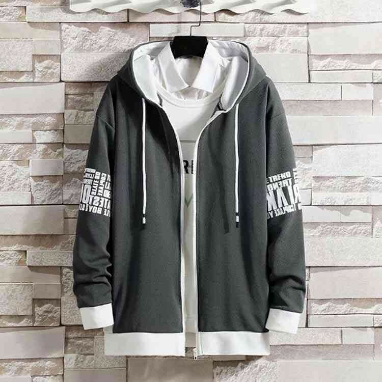 【早い者勝ち★先着10名様限定！300円OFFクーポン】切り替え 袖文字 秋服 フード付き メンズ スポーツ パーカー ジップアップパーカー 春 軽い トップス 長袖パーカー 前開き 秋 薄手 カーディガン カップ 大きいサイズ ゆったり 羽織り thumbnail 3