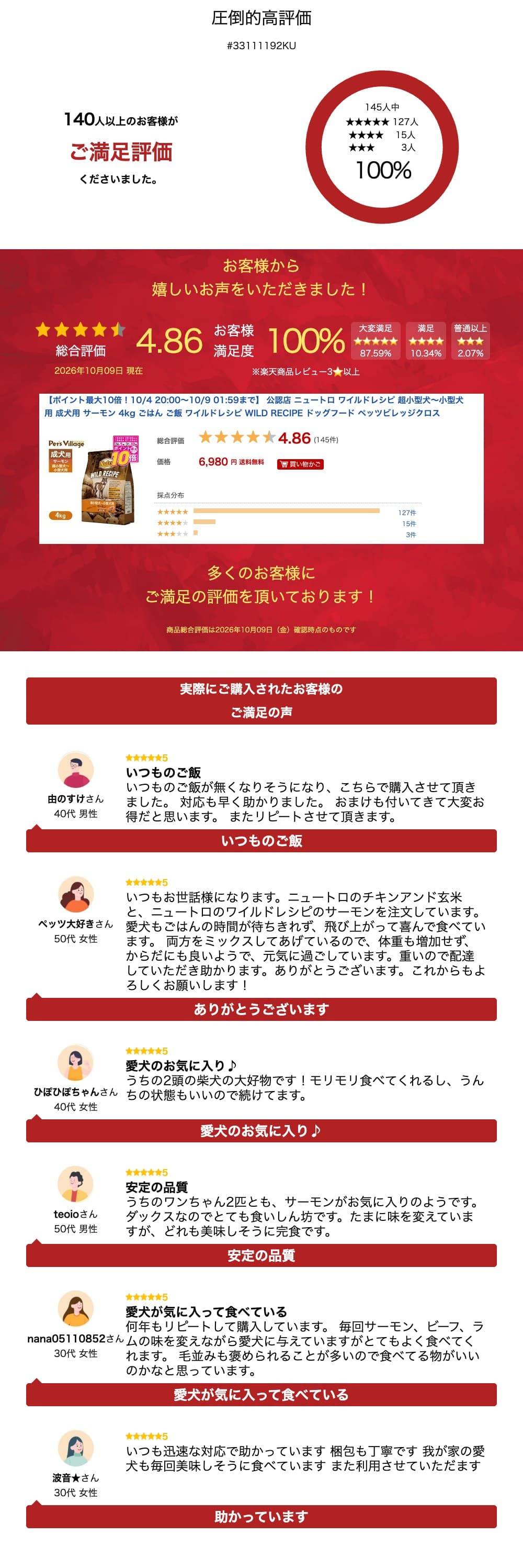 【ポイント最大10倍！10/4 20:00〜10/9 01:59まで】 公認店 ニュートロ ワイルドレシピ 超小型犬〜小型犬用 成犬用 サーモン 4kg ごはん ご飯 ワイルドレシピ WILD RECIPE ドッグフード ペッツビレッジクロス thumbnail 3