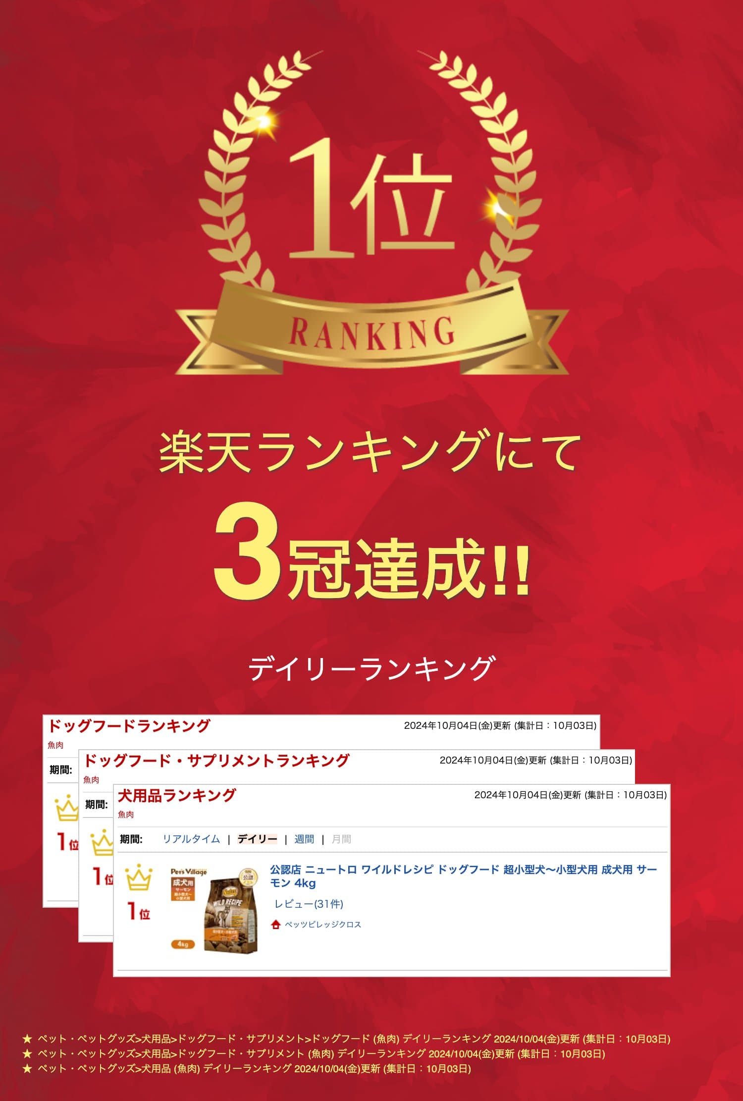 【ポイント最大10倍！10/4 20:00〜10/9 01:59まで】 公認店 ニュートロ ワイルドレシピ 超小型犬〜小型犬用 成犬用 サーモン 4kg ごはん ご飯 ワイルドレシピ WILD RECIPE ドッグフード ペッツビレッジクロス thumbnail 2