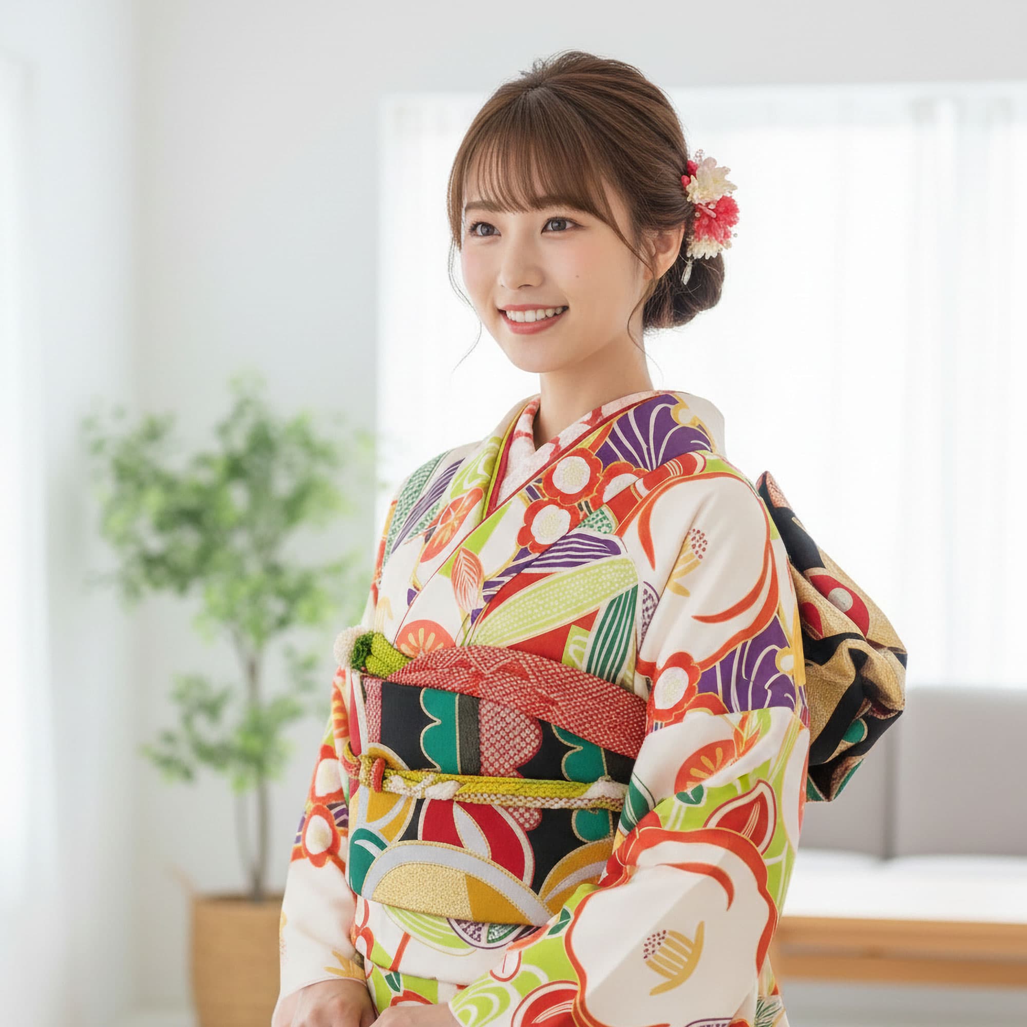【お買い物マラソン ＼20%OFF／クーポン配布中!】【レンタル】 振袖 貸衣装 フルセット 画像の帯がセット 和遊日【往復送料無料!】成人式・結婚式・ふりそで!【No.1480】赤 鹿の子 古典 前撮り 卒業式 十三参り お見合い 結納 振袖セット 袴 草履バッグ 半襟 伊達 thumbnail 2