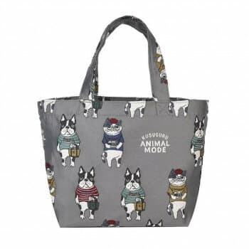 クスグルジャパン コブラン織りバッグ ミニバッグ アニマルモード柄 グレー 25-8164