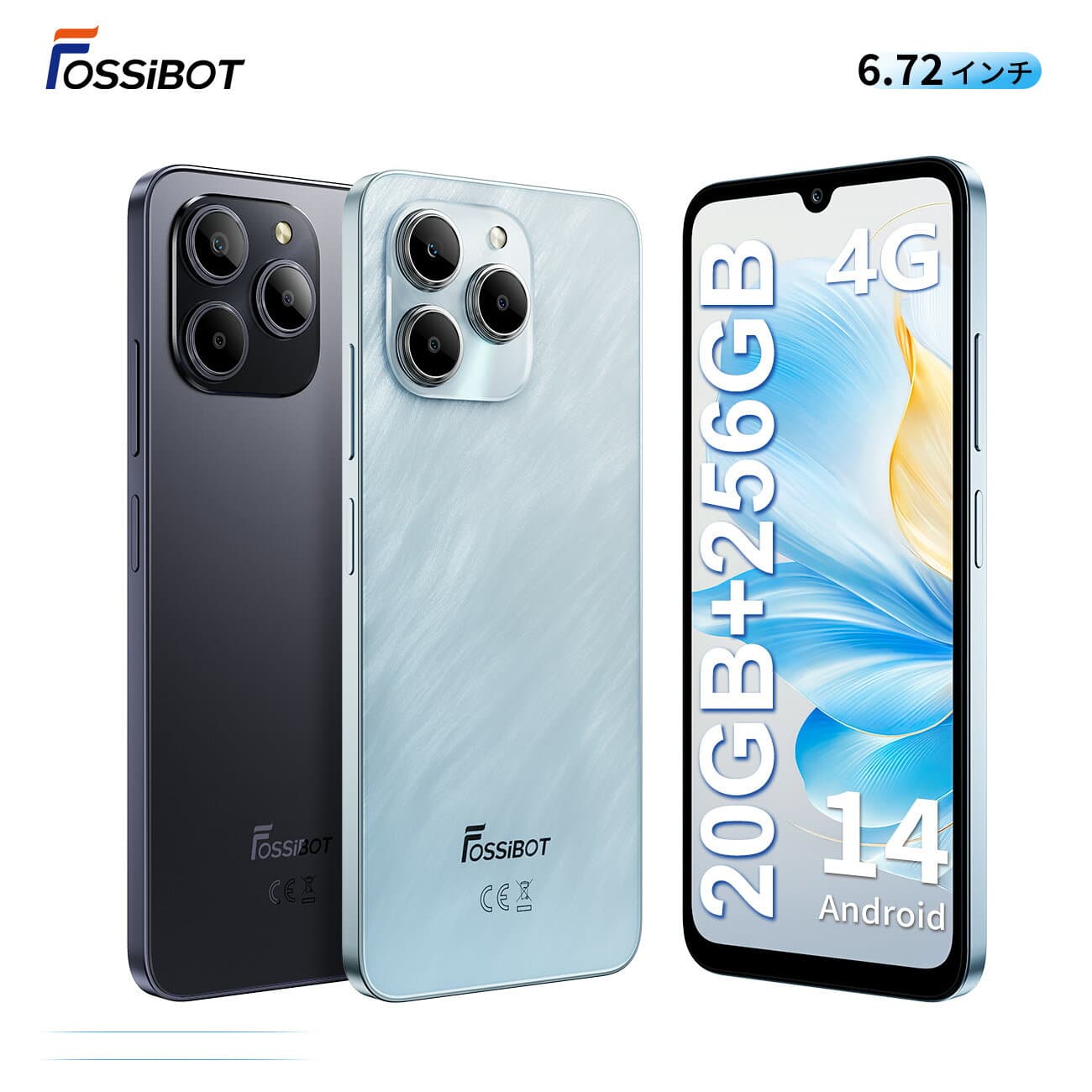 【1,000円OFFクーポンで23,400円&エントリーで最大P3倍】FOSSiBOT S2 スマートフォン SIMフリー スマホ 本体 楽天モバイル対応 8GB+256GB オクタコアプロセッサ 6.72インチFHD+大画面 Android14 5000mAhバッテリー 顔/指紋認証 NFC 高速充電