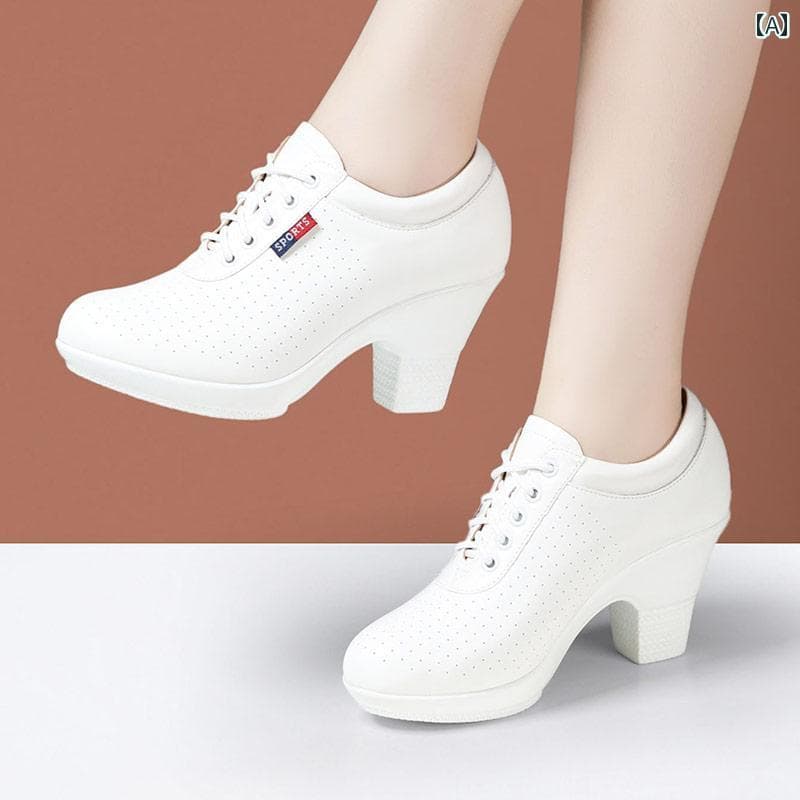 ダンス シューズ タップ 大人用 ミッド ヒール ボディ トレーニング シューズ 教師用 レディースシューズ ホワイトレザー 2025年 ラテン 社交 スクエアダンス