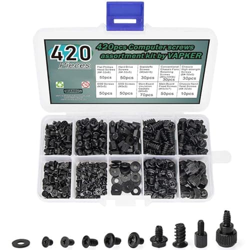 コンピューターネジ ネジセット パソコンネジ組立ねじセット デスクトップ 平頭機ネジ 詰め合わせキット スタンドオフ オフキッ 自作PC PCケース DIY&修理用 合計420本のネジ 収納ケース付き 送料無料