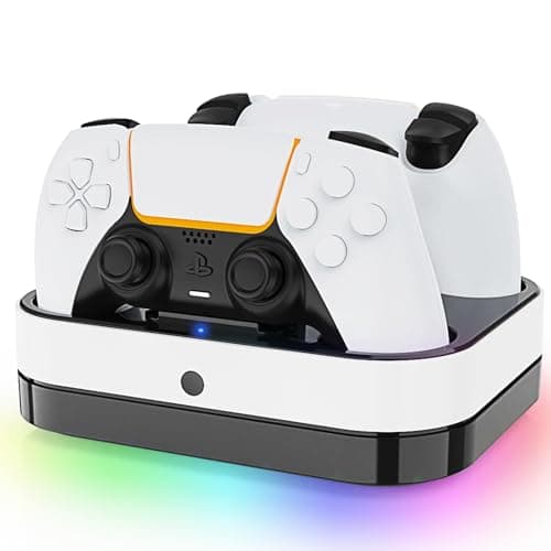 PS5 コントローラー 充電スタンド プレステ5 コントローラー用 充電スタンド ps5 スタンド ps5 周辺機器 2台同時充電 急速充電 RGBカラーライト 取付簡単 置くだけ充電 過充電防止 USB-Cケーブル付属 互換品