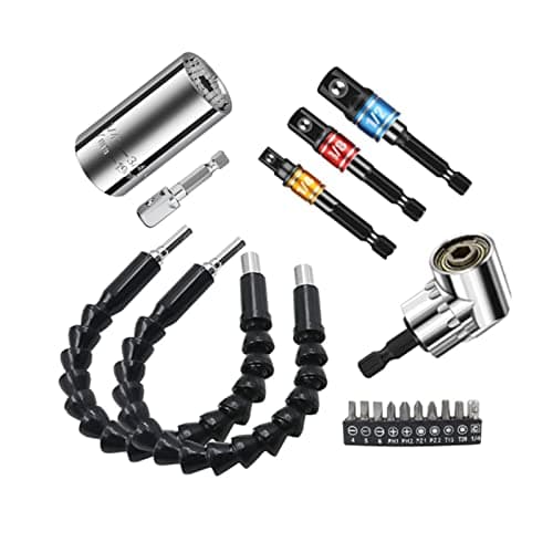 フレキシブルシャフト 電動 六角ドライバードリル 接続 工具 ツール ネジ締め 穴あけ ソケットアダプター 直角工具 105度 DIY ビット 万能ソケット ソケットアダプター 18点セット 電動 ハードウェアツールドリルアクセサリ