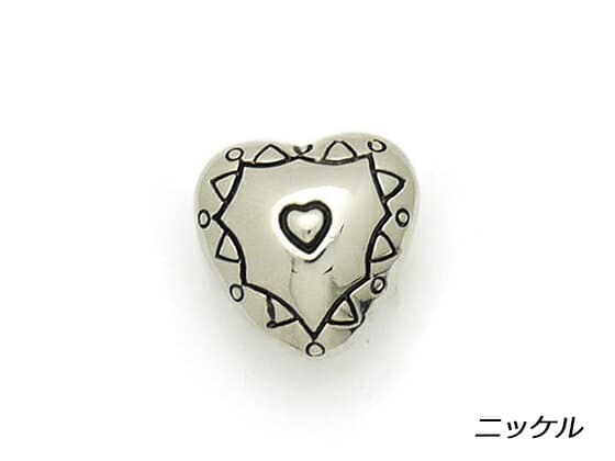 ハートコンチョ ニッケル 13×14mm 1ヶ ネジ式（タイプF）【メール便選択可】 [コンチョワールド] レザークラフトコンチョ ハートコンチョ（ネジ式）