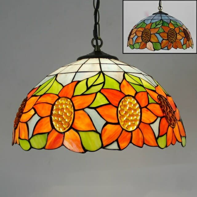 ステンドグラス ペンダントライト豪華天井照明ステンドグラスランプ ガラス工芸品 電源直結タイプ