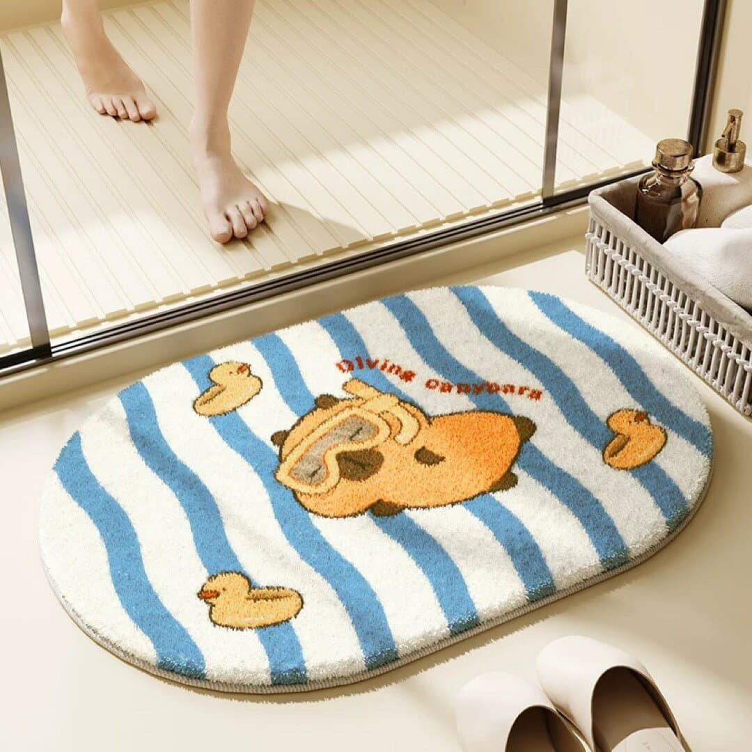 バスマット カピバラ 動物柄 室内マット滑り止め吸水 洗面所マット玄関マット
