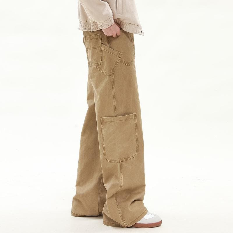 メンズ ファッション 服 用 オシャレ シンプル 大人 かっこいい 大きいサイズ ストリート 紳士服 アメリカン ストリート ウォッシュド ストレート レトロ ワイドレッグ パンツ
