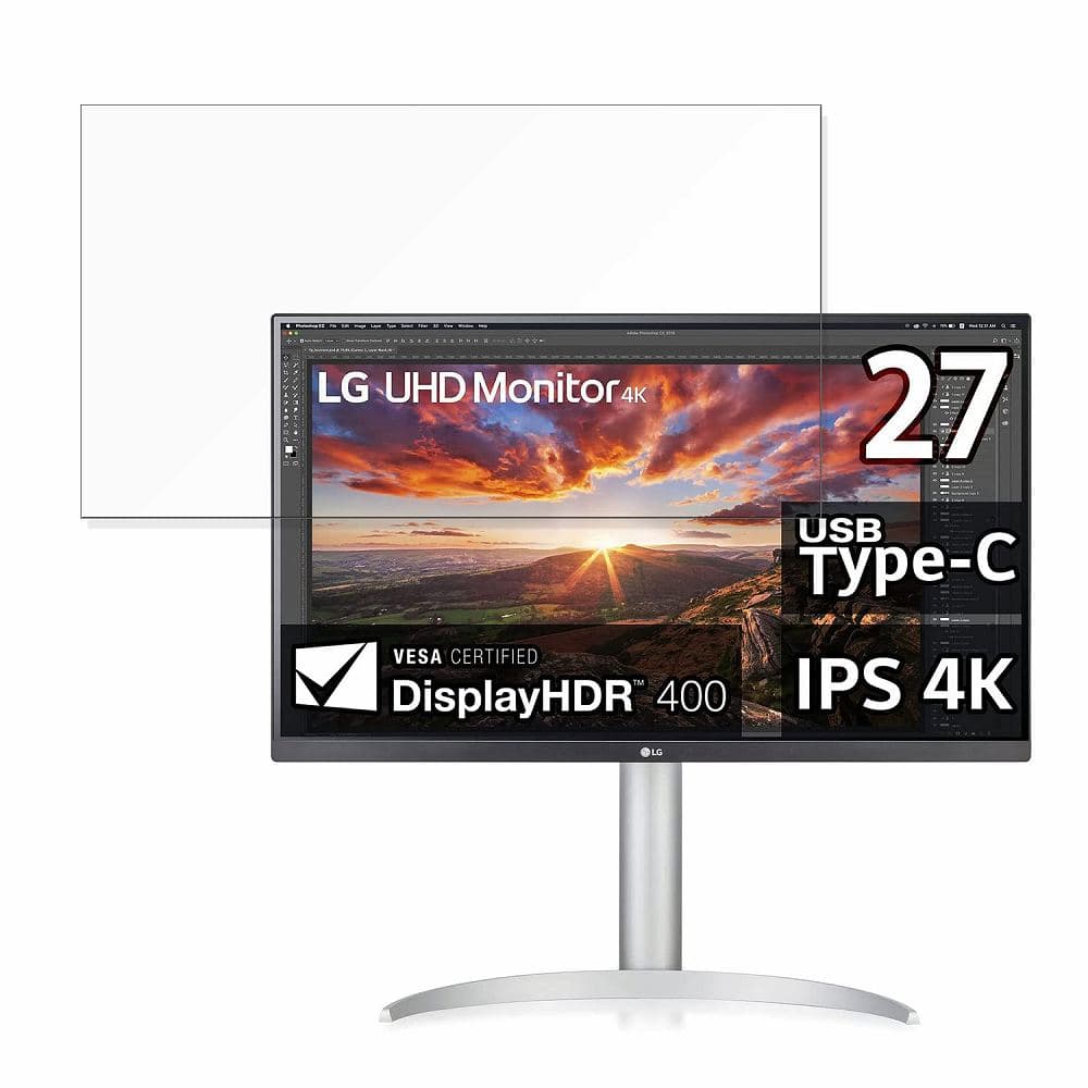 【お買い物マラソンポイント2倍】 LG 27UP850N-W 向けの 27インチ 16:9 ブルーライトカット フィルム 液晶保護フィルム 【反射低減】
