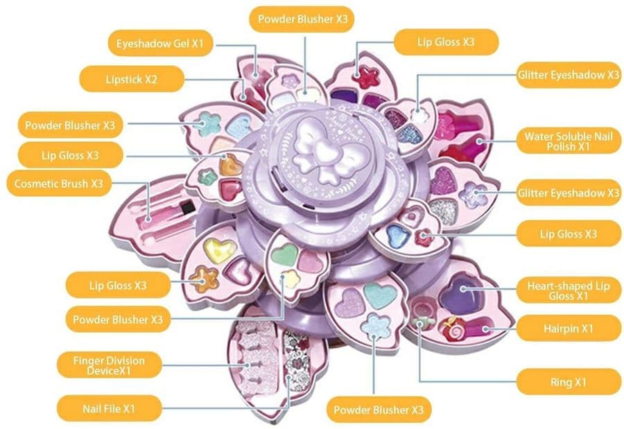 【★特典-リボン付き★】 子供用メイクセット キッズメイクアップ 化粧品 メイクアップ メイクセット 女の子 おままごと お化粧セット コスメセット メイクボックス 化粧ケース メイクおもちゃ クリスマス プレゼント メイクごっこ遊び お化粧おもちゃ セット 【海外通販】 thumbnail 3