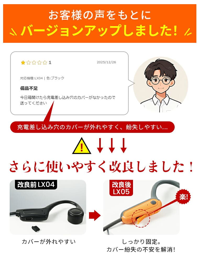 ★マラソン期間限定1780円！【自転車ルール対応イヤホン】イヤホン 骨伝導 自転車 15時間連続使用 ワイヤレスイヤホン イヤーカフ Bluetooth6.0 オープンイヤー 耳掛け HiFi高音質 骨伝導イヤホン ワイヤレスイヤホン 骨伝導 骨伝導ヘッドホン 防水 iPhone/Android対応 LX05 thumbnail 3