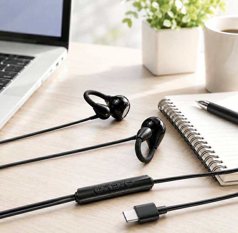 58%OFF限定1380円！【PC・スマホで使える】イヤホン 有線 タイプ c USB-A変換アダプター付 イヤホン イヤーカフ Type-C有線イヤホン 113cm 耳を塞がないイヤホン bluetooth/充電不要 有線イヤホン iPhone Hi-Fi高音質 騒音低減 iPad/Android対応 J1V thumbnail 2