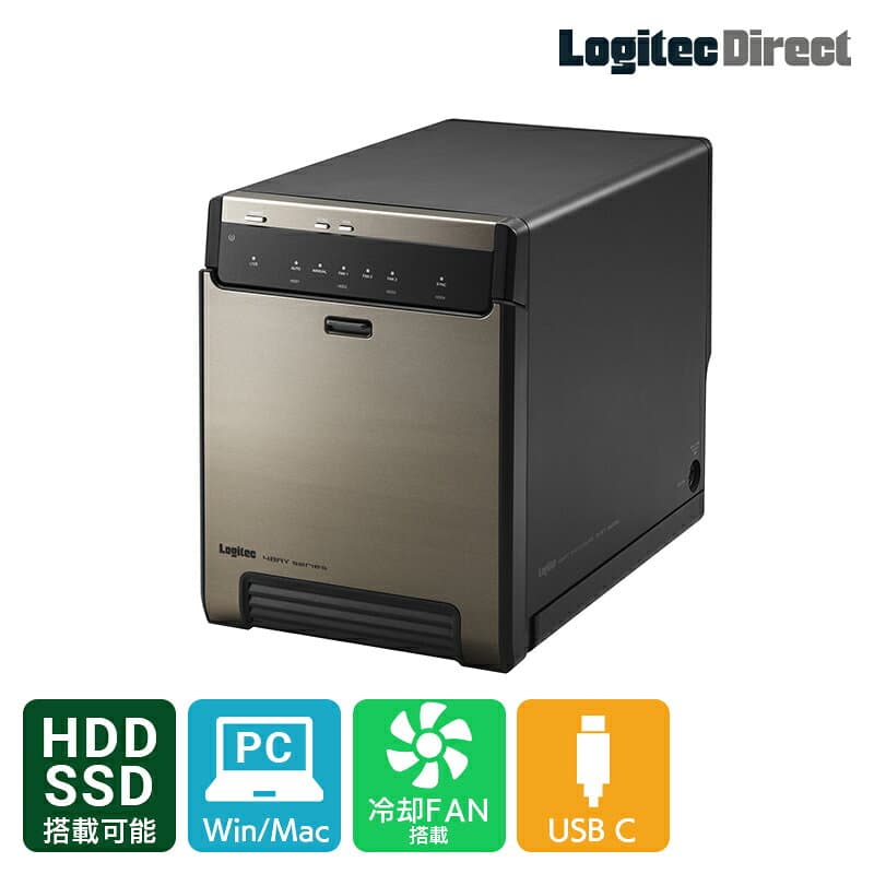 Type-C 2.5インチ SSD 対応 HDD ケース 4台 4BAY 外付け 3.5インチ ハードディスクケース RAID機能なし USB-C USB3.2(Gen2)【LHR-4BNHUC】 ロジテック