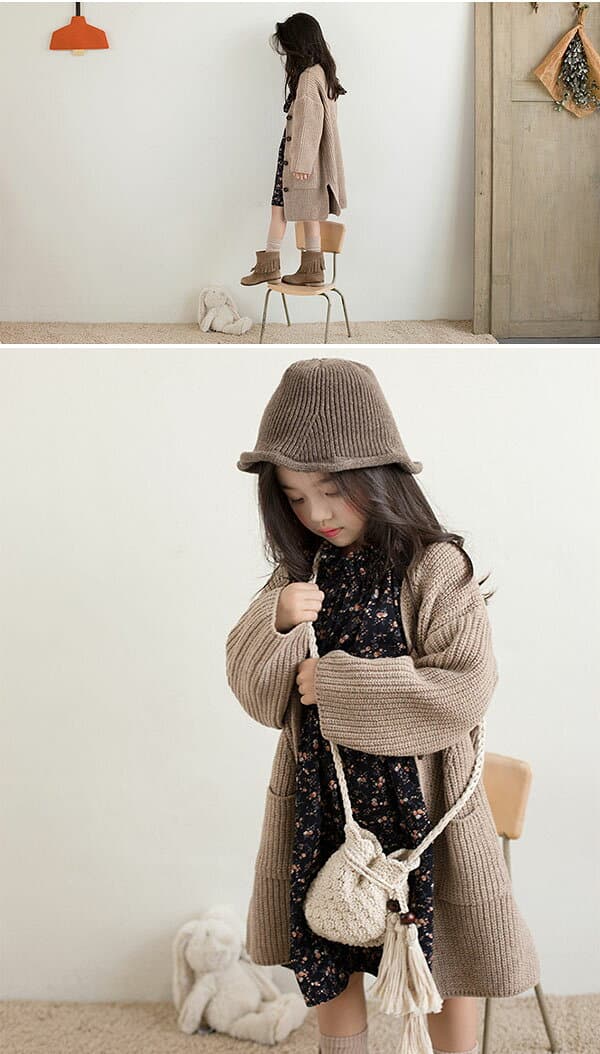 販売再開 ニットセーター キッズ カーディガン ロング 子供 ニットカーディガン スリット入り セーター キッズ服 ニットアウター 子供服 女の子 ロングカーディガン トップス ニットカーデ 前開き 長袖 羽織り ガールズ ミモレ丈体型カバー 秋着 ジュニア 春物 お花見 thumbnail 2