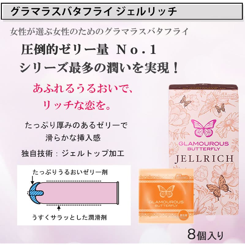 コンドーム オカモトゼロワン 001 たっぷりゼリー（3個入） ＆ グラマラスバタフライ ジェルリッチ（8個入） セット ゼリー コンドーム セット こんどーむ 避妊具 スキン ゴム アダルトサック condom メール便 送料無料 thumbnail 3