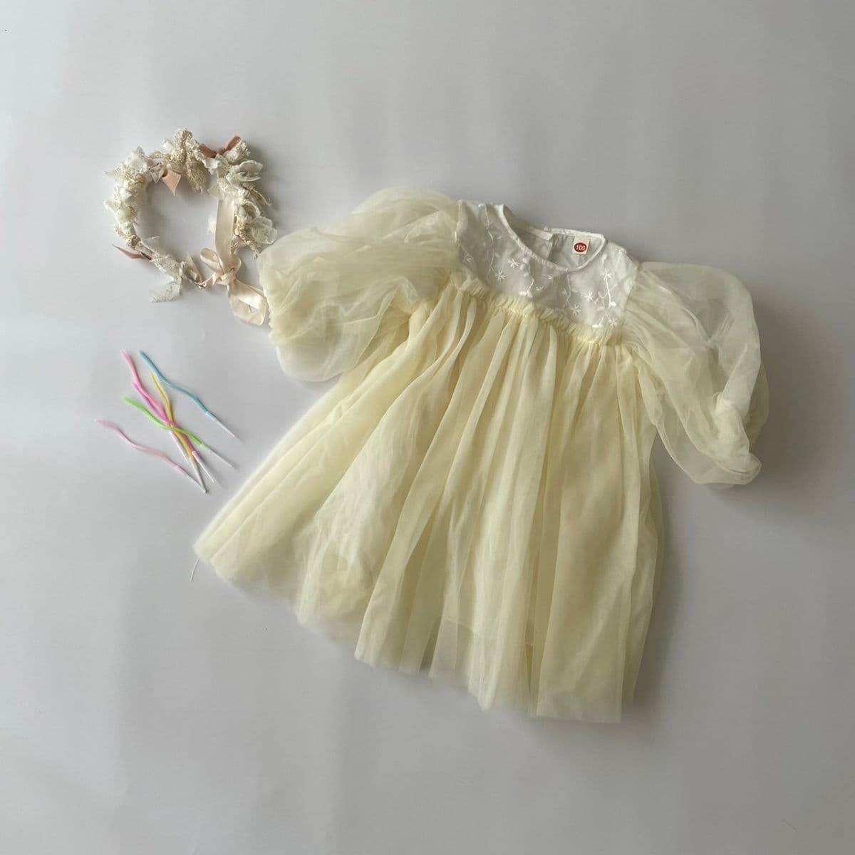 ＼50%OFFセール／ キッズ ベビー 女の子 ドレス ワンピース tulle dress チュール レース イベント 誕生日 可愛い 韓国 風 クラシック クラシカル 80cm 90cm 100cm 110cm 120cm インポート 海外 輸入 子供服 春 夏 秋 冬 送料無料 thumbnail 2