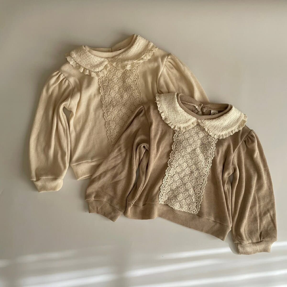 ＼50%OFFセール／ ベビー キッズ 女の子 長袖 襟付き トップス lace collar tops レース襟 カットワーク レース ニット 綿 90cm 100cm 110cm 120cm 130cm 140cm 150cm インポート 海外 輸入_子供服 春 秋 冬 送料無料 thumbnail 2