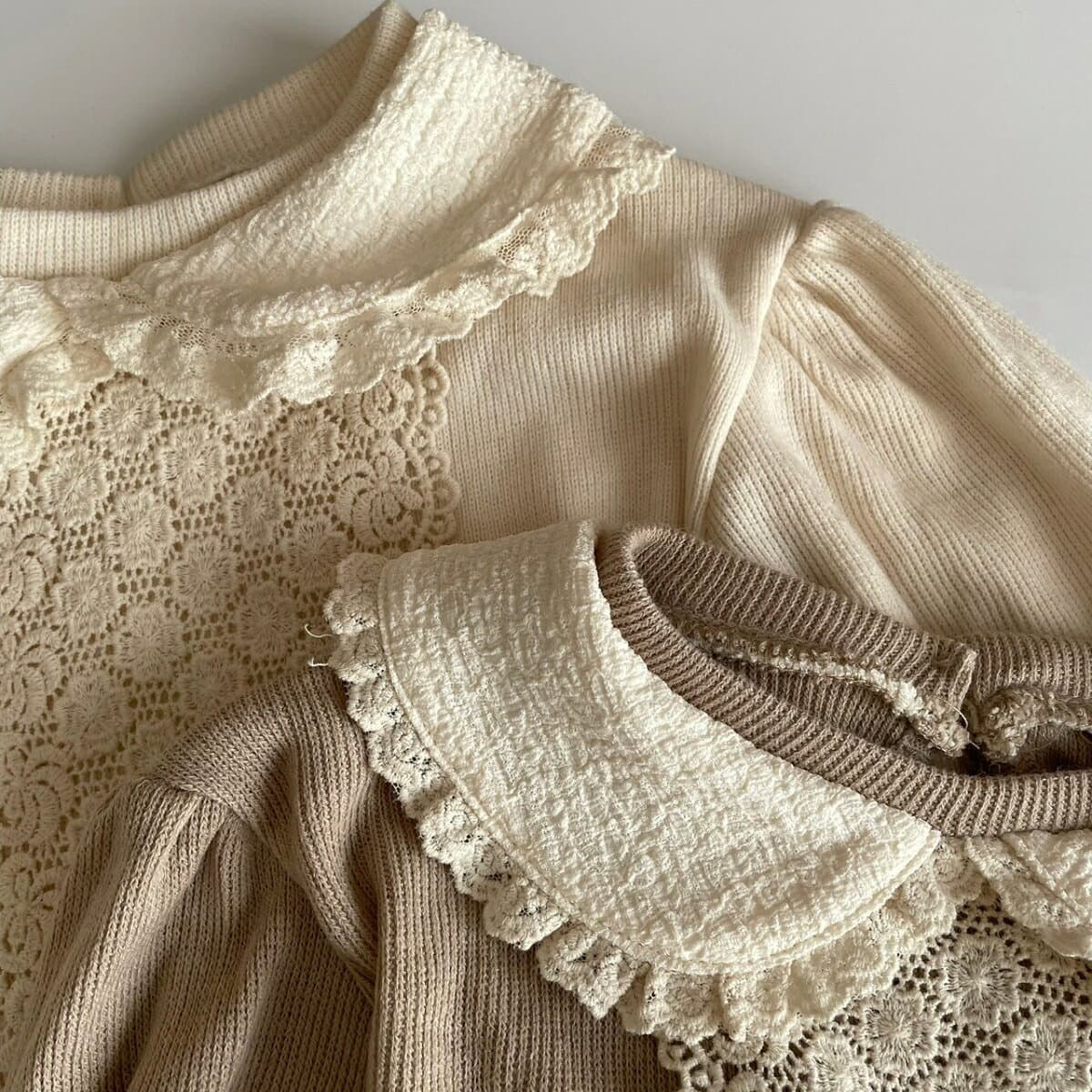 ＼50%OFFセール／ ベビー キッズ 女の子 長袖 襟付き トップス lace collar tops レース襟 カットワーク レース ニット 綿 90cm 100cm 110cm 120cm 130cm 140cm 150cm インポート 海外 輸入_子供服 春 秋 冬 送料無料 thumbnail 3
