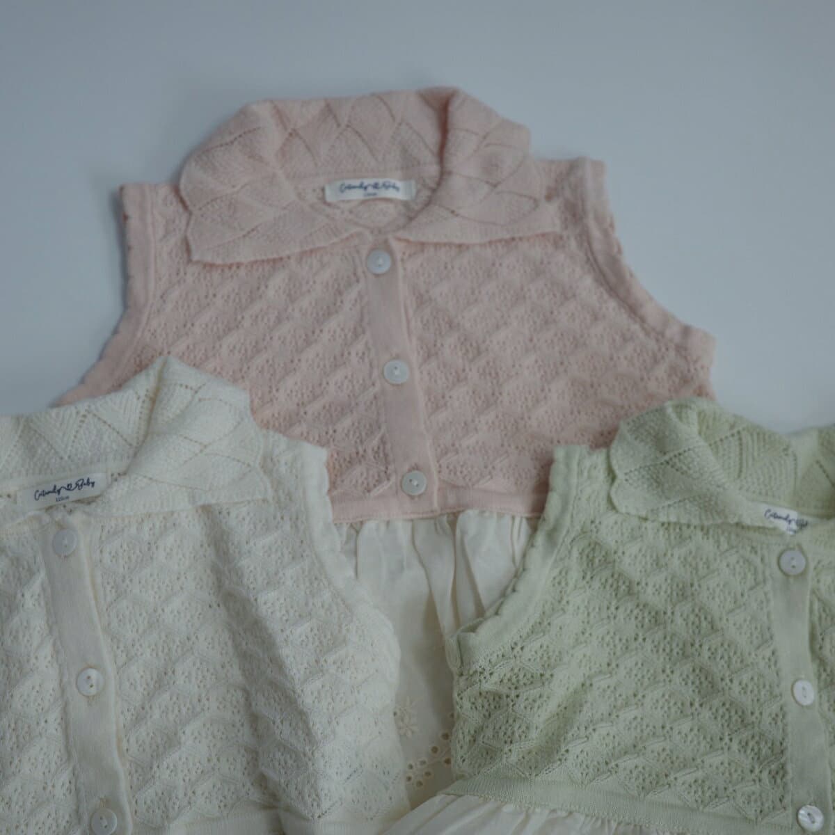 ＼50%OFFセール／ キッズ ベビー 女の子 トップス collar lace docking tops レース ドッキング 透かし編み コットン ノースリーブ 可愛い 70cm 80cm 90cm 100cm 110cm インポート 海外 輸入 子供服 春 夏 秋 送料無料 thumbnail 2