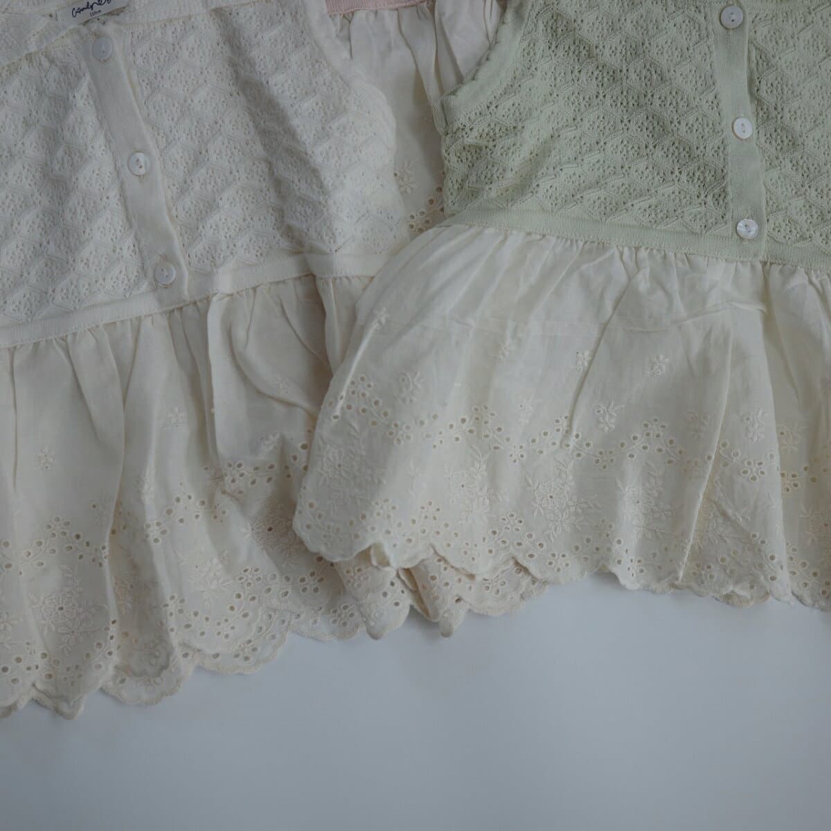 ＼50%OFFセール／ キッズ ベビー 女の子 トップス collar lace docking tops レース ドッキング 透かし編み コットン ノースリーブ 可愛い 70cm 80cm 90cm 100cm 110cm インポート 海外 輸入 子供服 春 夏 秋 送料無料 thumbnail 3