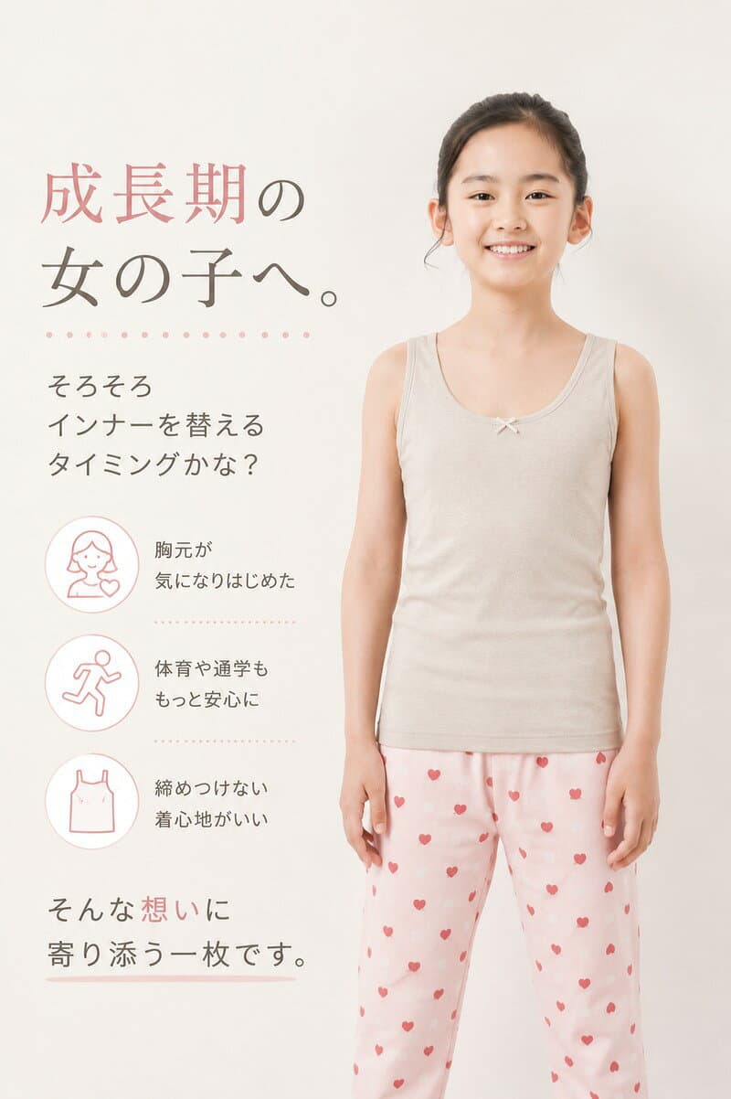【本日20時〜先着300枚限定★まとめ買い20％OFFクーポン】【送料無料】ジュニアブラ ファーストブラ 胸二重 キャミソール タンクトップ [ 小学生 女の子 インナー 下着 130 140 150 160cm 綿95％ ブラトップ ノンワイヤー 締めつけにくい 透けにくい ] thumbnail 2