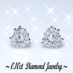 K18YG/PG/WG【0.1ct】ダイヤモンド ハートピアス『Peti Heart』［I1-SI-2］透明感溢れるダイヤモンドハート プチハート プチダイヤ ピアス 可愛い 母の日 ギフト 誕生日 記念日 成人式【送料無料】