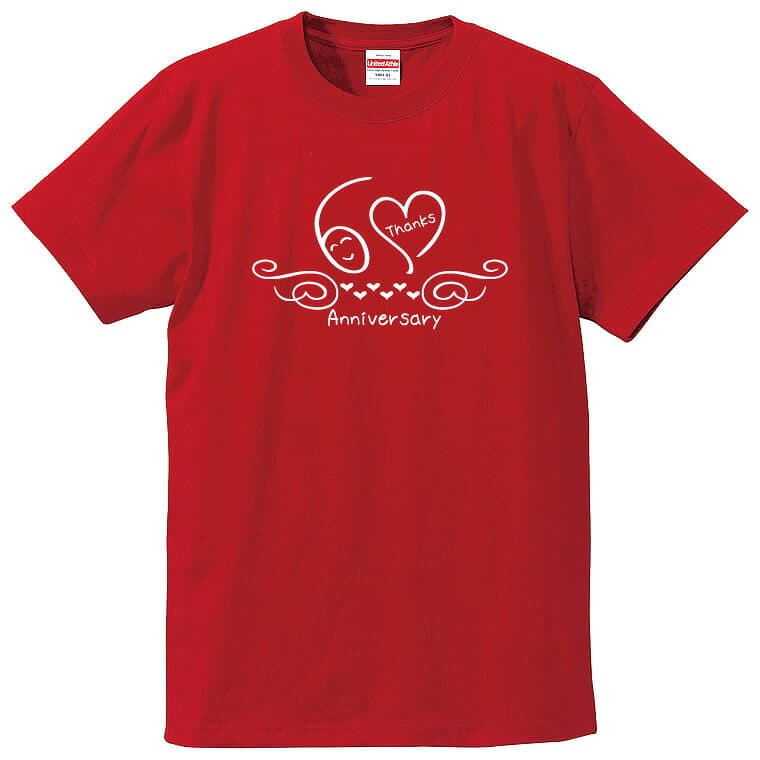 還暦 tシャツ 名入れ 【半袖-還暦-カリグラフィー風】 還暦祝い 名前 60歳 六十歳 誕生日 お祝い 男性 女性 父 母 祖母 祖父 メンズ レディース プレゼント ギフト ラッピング 送料無料 オリジナル 綿100％の高品質Tシャツ カリグラフィー ハート thumbnail 2